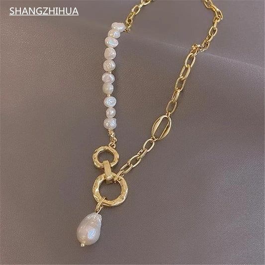 Europe and the United States popular light luxury baroque wind natural pearl necklace, stylish women's necklace temperament