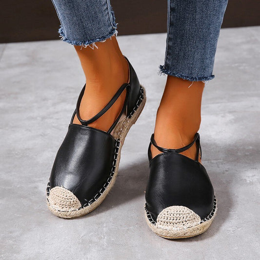 Women's Casual Shoes Summer New Solid Color Baotou Hemp Rope Braided Flat Shoes Comfortable and Light Outdoor Women's Shoes 2021