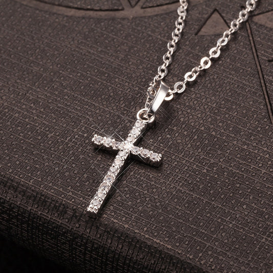 Fashion Female Cross Pendants Necklace Gold Color Crystal Jesus Cross Pendant Necklace For Women Jewelry For Men/Women Wholesale