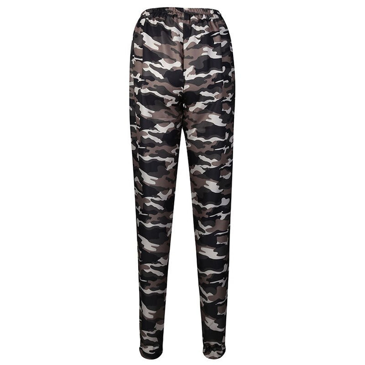 Plus Size Women Camouflage Army Fashion Cool Girls Stylish Daily Clothes Skinny Fit Stretchy Jeans Jegging Trousers