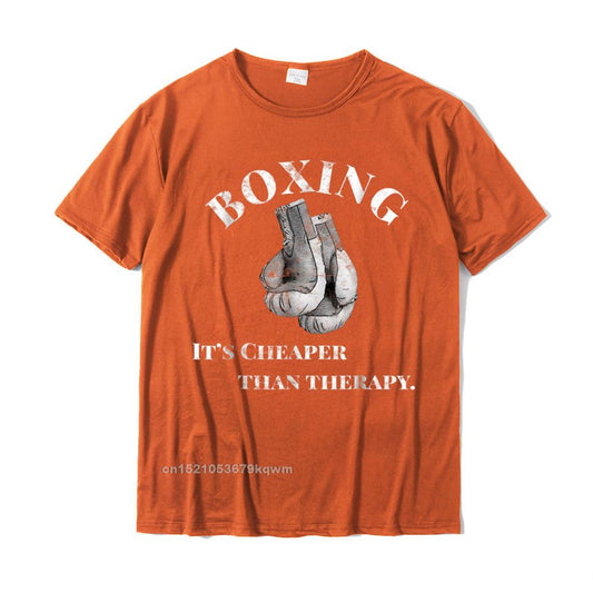 Funny Boxing T Shirt Cheaper Than Therapy New Design Mens Top T-Shirts Cotton Tops & Tees Printed On