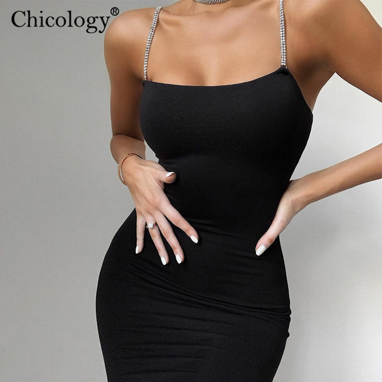 Chicology diamond thin strap bodycon sexy mini dress party club sleeveless women 2020 summer fashion outfit female short clothes