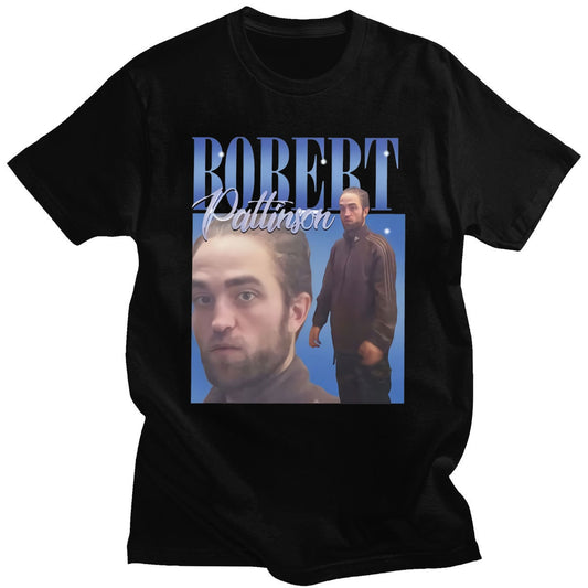 Robert Pattinson 90s Vintage Unisex Black Tshirt Men T Shirt Oversized Graphic T Shirts 100% Cotton T-shirt Man Woman Tees Tops