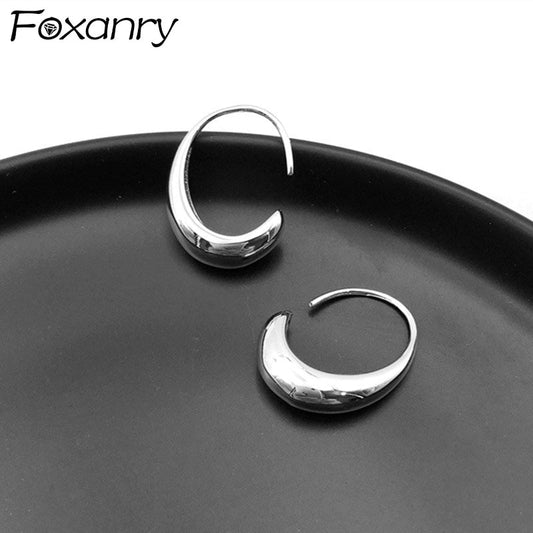 FOXANRY 925 Sterling Silver C Shape Earrings for Women Couples New Fashion Simple Geometric Party Jewelry Gifts Prevent Allergy
