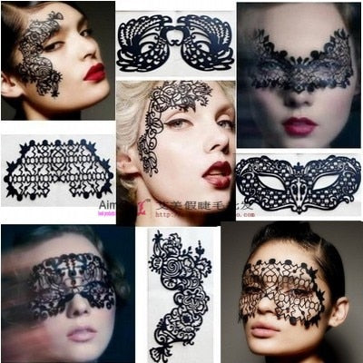 Fashion Temporary Eye Shadow Tattoo Stickers Carved Lace Fake Tatoo for Face Woman DIY Disposable Halloween Party Makeup Tool