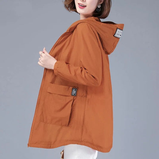 2021 New Fashion Windbreaker Women's Jacket Sun protection Coat Long Sleeve Hooded Thin Jackets Female Outerwear Plus Size 5XL