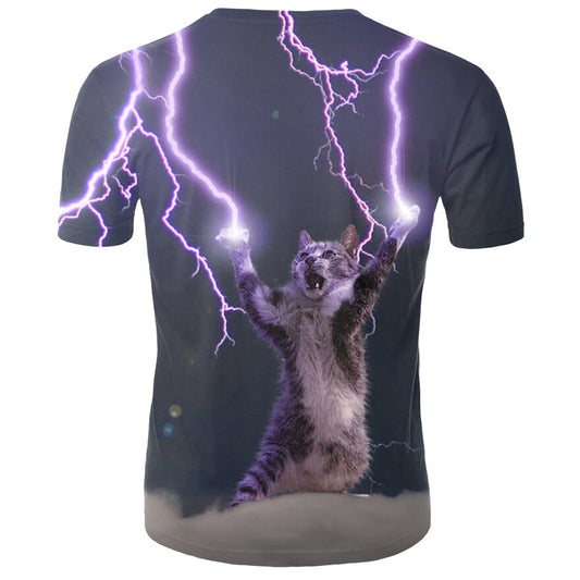 2020 new Galaxy space unisex 3D T-shirt Lightning cat funny shirt T-shirt short sleeve summer shirt