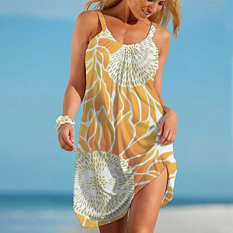 40# Casual Sleeveless Print Women's Summer Sundresses Vintage Beach Sundress loose Vintage Dresses For Women 2021 Vestidos