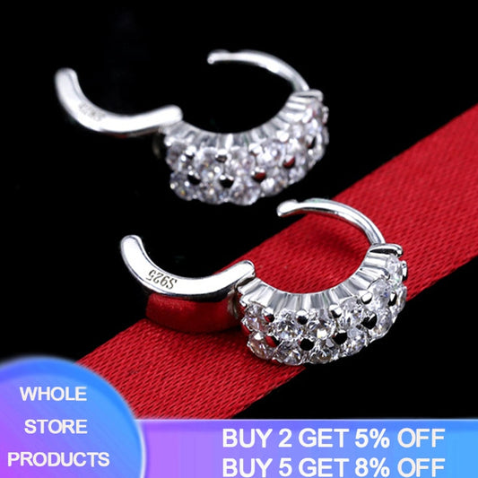 YANHUI Never fade Original 925 Solid Silver Earrings Gift for Women Luxury Circle Cubic Zirconia Earrings Wedding Jewelry E188