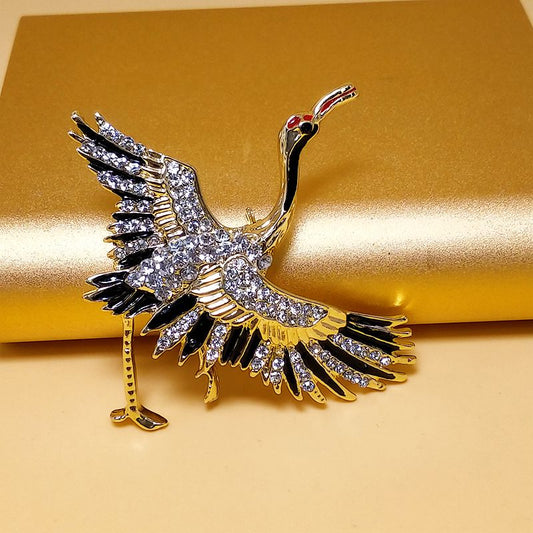 Fashion All-match New Red-crowned Crane Brooch Men And Women Personality Temperament Crane Animal Clothing Accessories