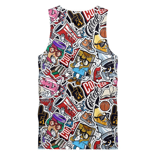 IFPD 3D Print Tank Top Hipster Casual Abstract Funny Anime Campus Graffiti Sleeveless Vest Gym Clothing  Men College Streetwear