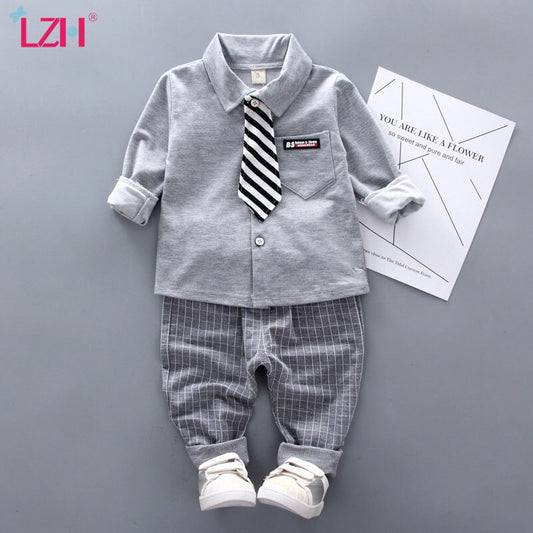 LZH Baby Boys Clothing 2021 Autumn Children Clothing Toddler Boys Clothes Costume Shirt+Pant Suit 2Pcs Set Kids Clothes 1-4 Year