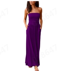 Tube Top Dress Womens Bandeau Holiday Off Shoulder Long Dress Ladies Summer Solid Maxi Dress Sexy Satin Dress With One Shoulder