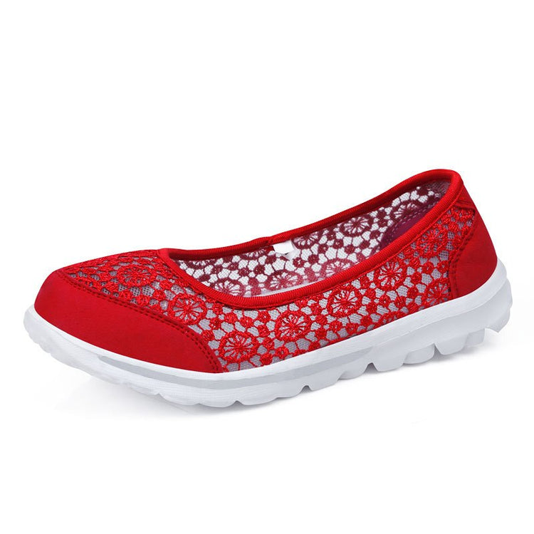 Summer Women Shoes Woman Hollow Lace Comfortable Breathable Casual Flats Shoes Fashion Female Loafers Ladies Sneakers QJ
