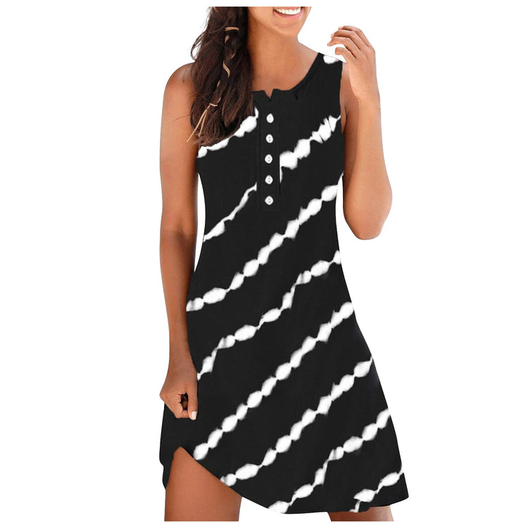 Tank Printing Midi Dress for Women Sleeveless Plus Size Loose Casual Dresses Summer Beach Dresses Women Sundresses
