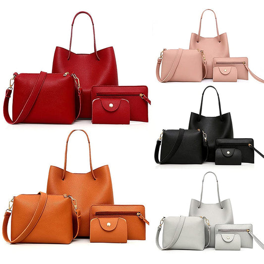 4PCS Composite Bag Women Crossbody Bags Tote Bags Handbags Party Small Bags 4 Sets Vintage Leather Bags Ladies Casual Bags bolsa
