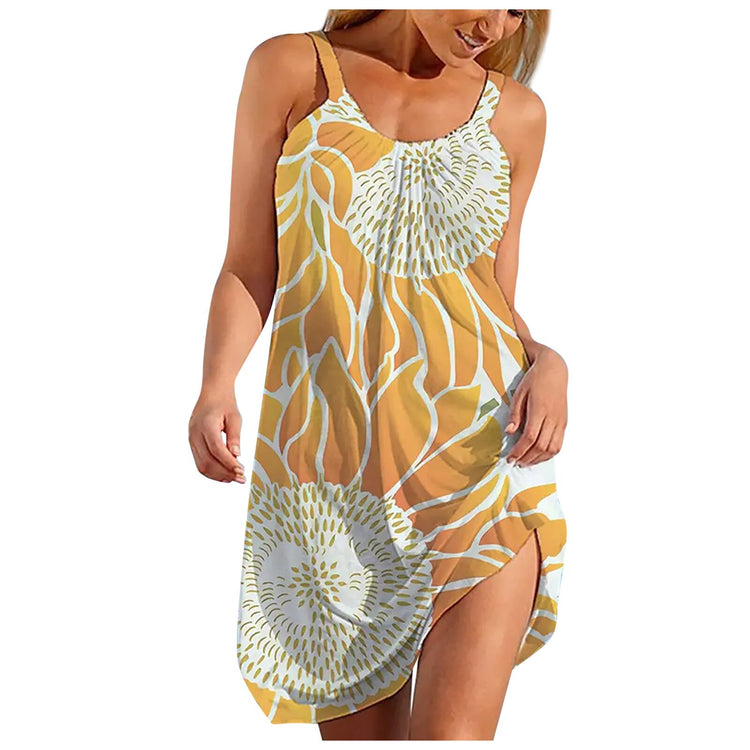 40# Casual Sleeveless Print Women's Summer Sundresses Vintage Beach Sundress loose Vintage Dresses For Women 2021 Vestidos