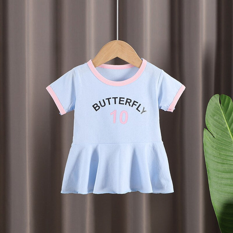 Infant Baby Girl Summer Cotton Short-Sleeved Letter Dress 2021 New Girl Casual Korean Dress Baby Princess Casual Cute Nightdress
