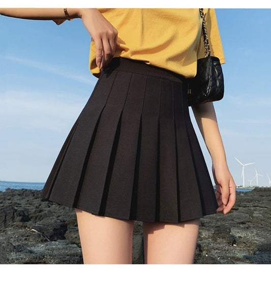 2021 New Women Pleated Skirt Solid Color Fashion High Waist Elastic Mini Short Dress for Summer and Spring y2k kawaii юбка