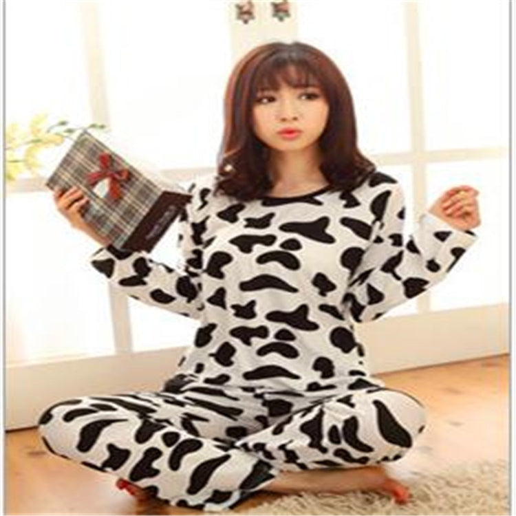 Ladies Pyjamas Set Full Sleeve Ladies Pajamas Sets Milk Cow Print Sleepwear Long Pants Ladies Night Clothes