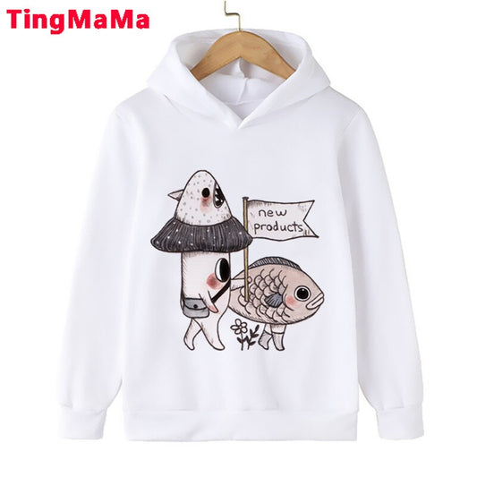 Mushroom kids boys clothes aesthetic anime Fleece graphic roupas infantis masculino hoodie sweatshirt teens