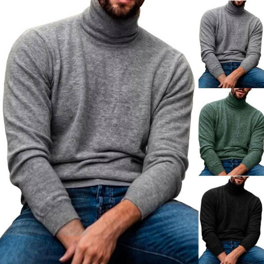 Men Knitted Turtle Neck Jumper Casual Winter Warm Sweater Pullover Knitwear Tops