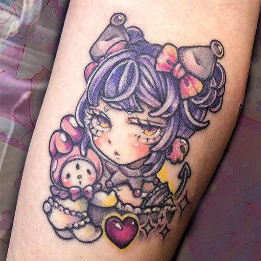2pcs  Cute anime Temporary tattoo stickers Lolita Japanese Fashion Women Body Art Tatuajes temporales Lovely Young Girl