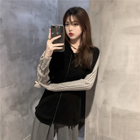 Woman Sweaters Pullover  Inner Wear Autumn Winter Long Sleeves Knitwear Contrast Color Top Fashionable Sweater Femme Chandails