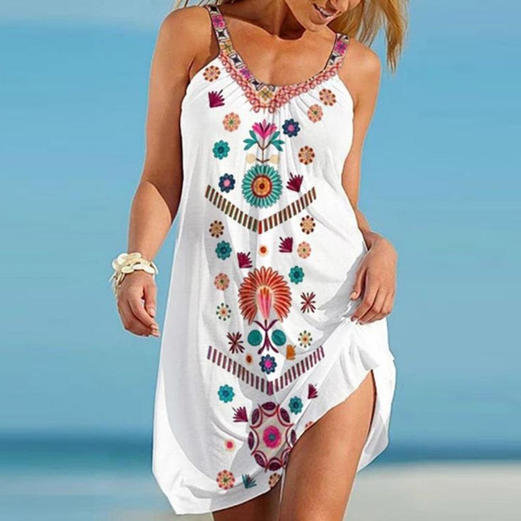 Summer Fashion Women Dress Sleeveless Flower Print Dresses For Women Sundress Fashion Beach Dress Streetwear Plus Size S-2XL