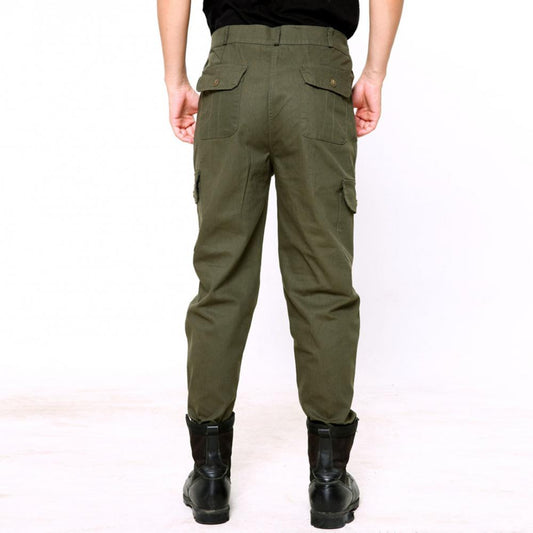 70% Hot Sale Casual Men Solid Color Thick Pockets Long Cargo Pants Straight Work Trousers