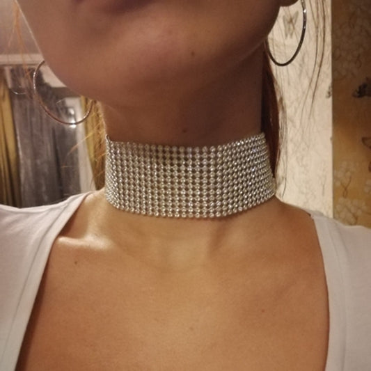 Dropshipping Vintage Tennis Choker Necklace Lady Crystal Choker Necklace Punk Retro Gothic Rhinestone Necklaces for Women