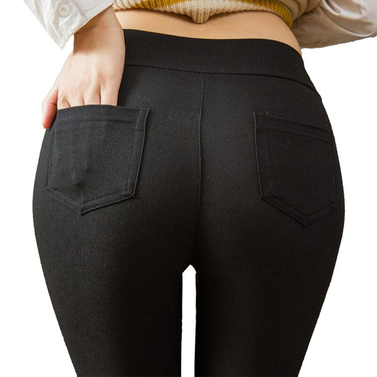 High Waist Black Pants Women Trousers Female High Elastic High Waist Pockets Trousers Skinny Pant Slim Pencil Pants
