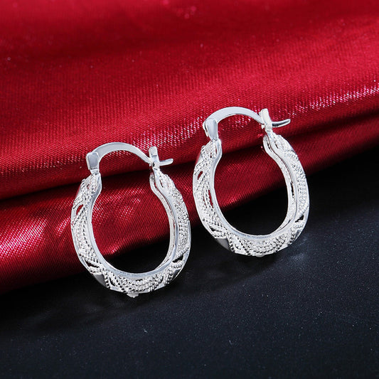 925 Sterling Silver Carving Flower Woman Small Hoop Earrings Wedding Party Charm Fashion Jewelry 2021 Gifts GaaBou Jewellery
