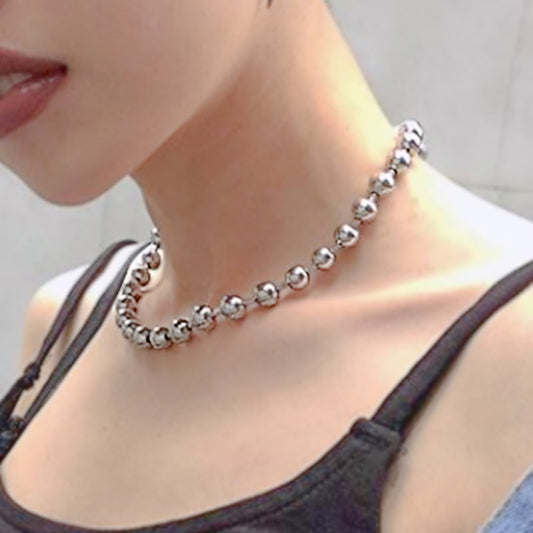 Women Choker big Ball Punk Jewelry 6mm/8mm Stainless Steel Bead Chain Ball Necklace Link Necklaces For Men/women (35cm-90cm)