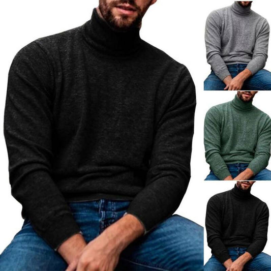 Men Knitted Turtle Neck Jumper Casual Winter Warm Sweater Pullover Knitwear Tops