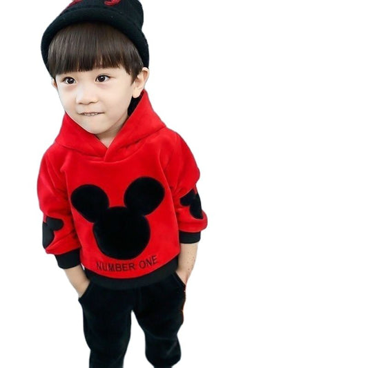 Toddler Boy Clothes Children's Clothing  Baby Boys Warm Suit Kid's Winter Suede Sets Velvet Thickening Girls Leisure-sweater