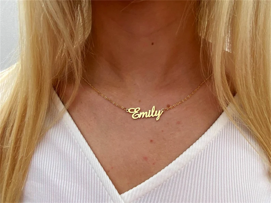 Noelia Customized Name Necklace Stainless Steel Letter Gold Choker Necklace Pendant Personalized Nameplate Gift for Men Women