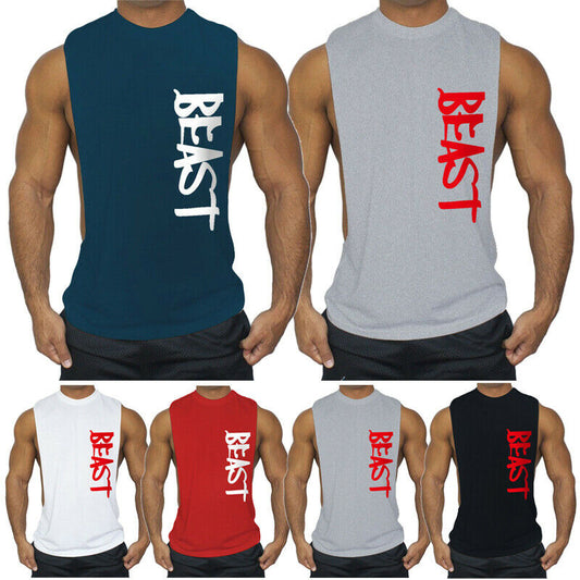 2019 Tank Tops New fashion Gym Men Muscle Sleeveless Tee Top Bodybuilding Sport Fitness Undershirt Fitness Stringer Vest workout