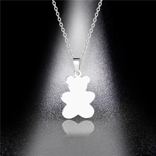 2021 New Trend Cute Bear Necklace For Women Stainless Steel Minimalist Animal Pendant & Choker Jewelry Gift High Quality