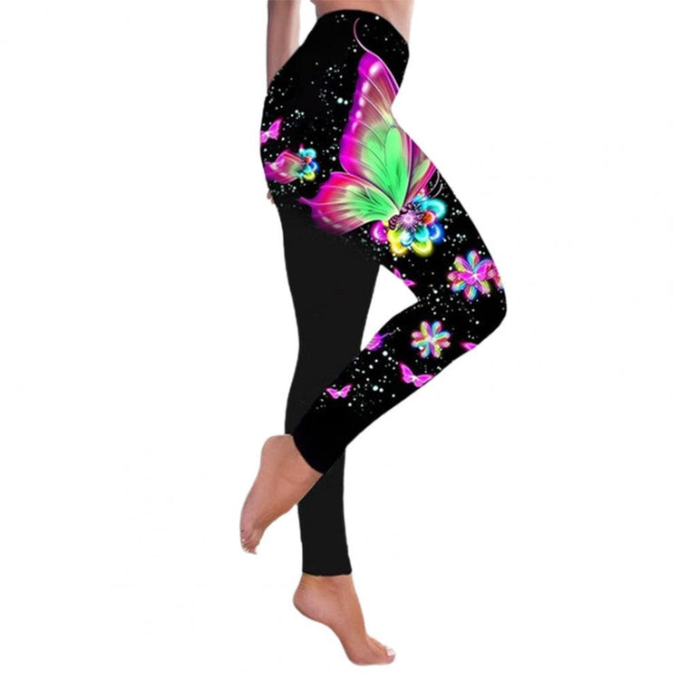Pants Women Leggings High Waist Multicolored Butterfly Printed Hip Lift Stretchy Skinny Pants Trousers Sports Sweatpants 5XL