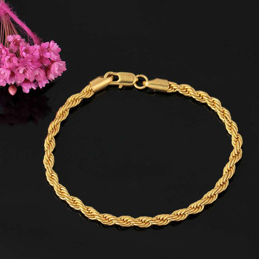 Stainless Steel Gold Twist Rope Chain Bracelet Men Women Hand Link 4/5MM 21CM Trendy Boy Hip Hop Party Gift Jewelry Wholesale