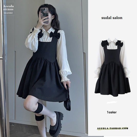 Party Dress  Baby Collar Shirt Can Be Salt, Sweet Tie Dress Suit Two Sets Of Style.