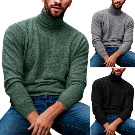 Mens Clothes 3XL Solid High Neck Knitted Shirts Sweater 2020 Loose Casual Pullover Warm Winter Knitwear Sweater Plus Size