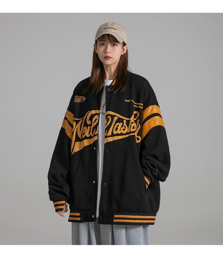 JESSIC Jacket Female Autumn And Winter New Korean Version Of Loose Plus Velvet Thick Sweater Student Ins Baseball Uniform Tide