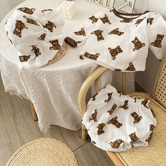 MILANCEL 2021 Autumn New Baby Clothing Set Bear Blouse and Bloomer 2 Pcs Baby Suit Boys Outfit  Toddler Girls Clohes