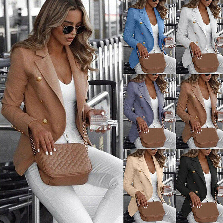 Women Long Sleeve Formal Jackets Cardigan Office Work Lady Notched Slim Fit Suit Business 2019 Autumn New Outwear Tops