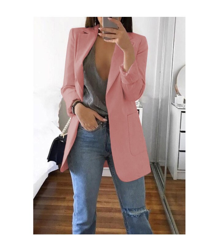 Women's Plus Size Suit Jacket European and American Fashion Lapel Slim Temperament Spring and Autumn Casual Office Jacket