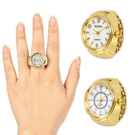 Small Dial Quartz Analog Ring Watch Finger Watch Quartz Watch Elastic Fashion Steel Gift Women Ring