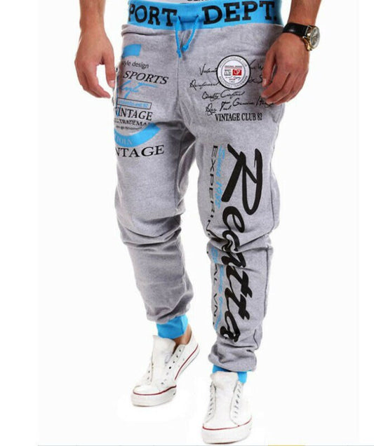 Hot Mens Slim Fit Casual Tracksuit print Joggers Gym Sports Long Pants Bottoms Trousers Tracksuit Fitness Workout Gym Sweatpants