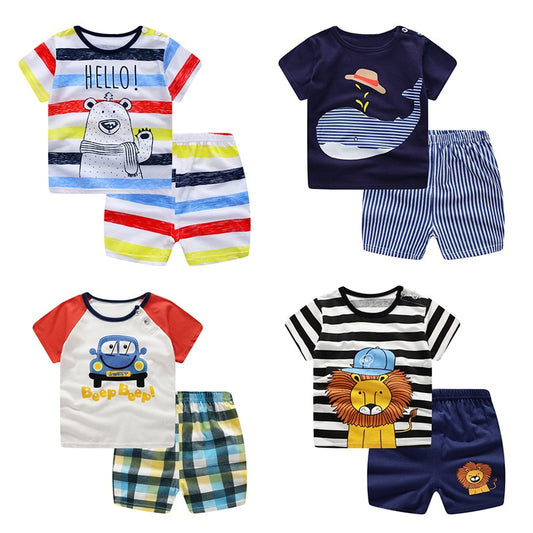Summer Children Clothing Sets Cartoon Toddler Girls Top+Pant 2Pcs/sets Kids Casual Boys Clothes Sport Suits Outfit